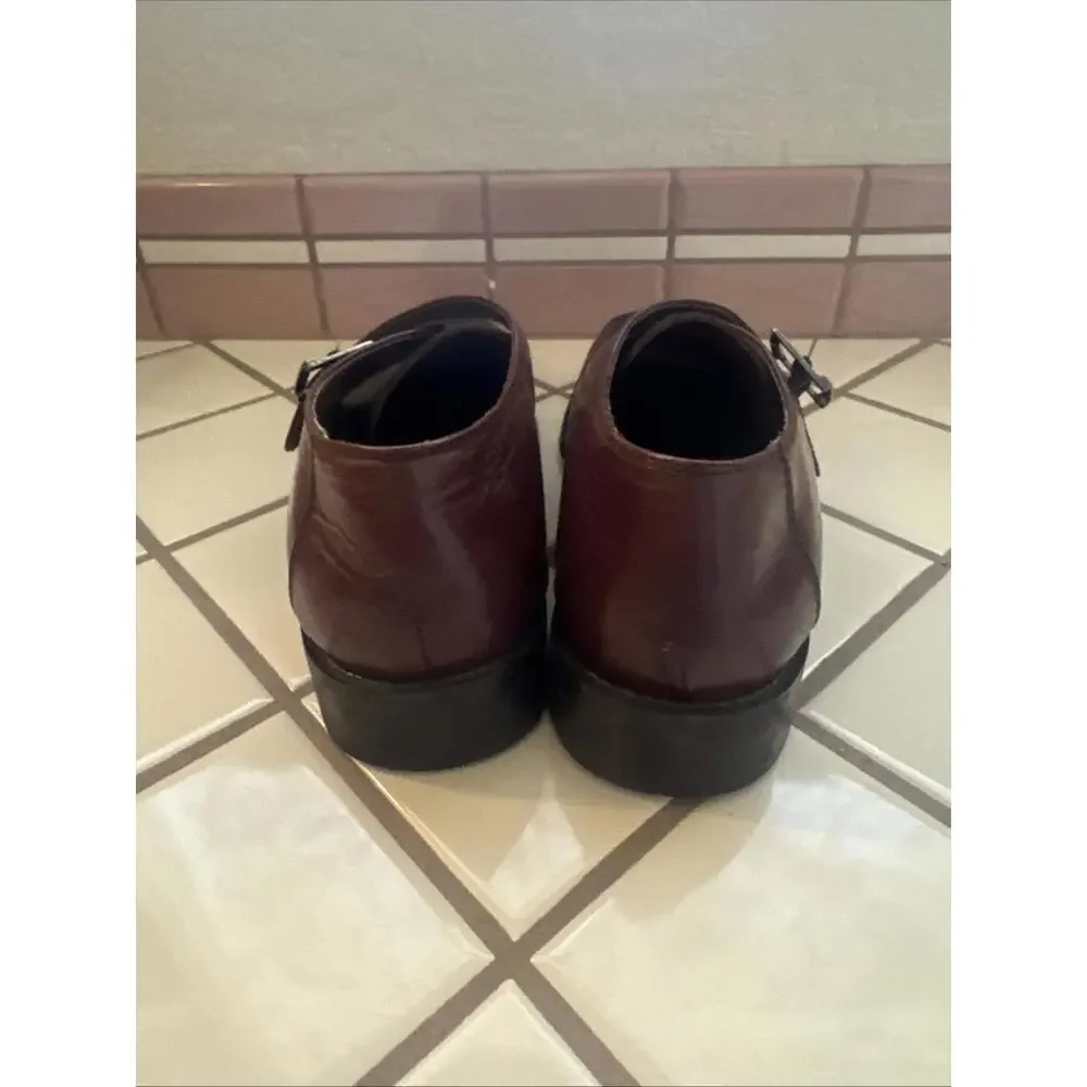 Stacy‎ Adams Men's 9M Brown Leather & Mesh Monk Strap Dress Shoes Square Toe